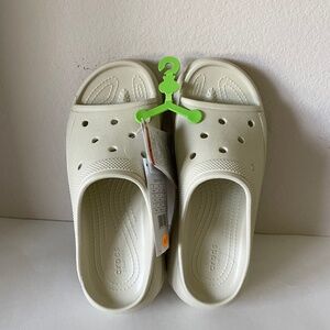 Crocs Unisex-Adult Crush Slide, Bone, 8 Women/6 Men